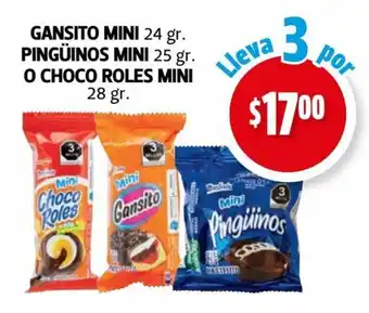 Farmacias Guadalajara Gansito Mini 24gr Pingüinos Mini 25 gr o Choco Roles Mini 28gr oferta