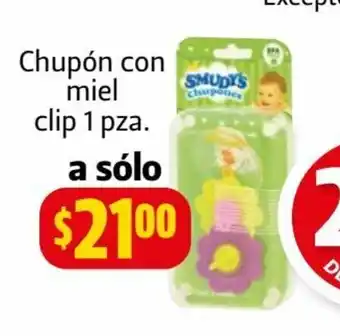 Farmacias Guadalajara Articulos para Bebe Smudy's Chupon con Miel clip 1 pza oferta