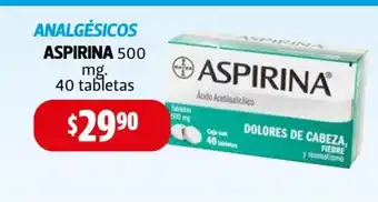 Farmacias Guadalajara Analgesicos Aspirina 500 mg 40 tabletas oferta
