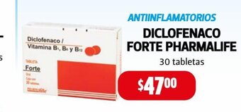 Farmacias Guadalajara Antiinflamatorios Diclofenaco Forte Pharmalife 30 tabletas oferta