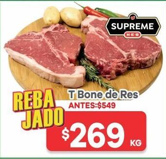 HEB Heb supreme corte de res t bone 1 kg oferta