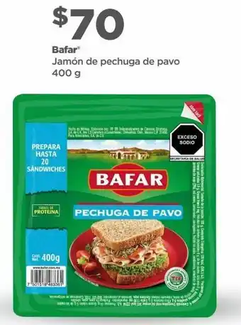 Bodega Aurrerá Jamón de pechuga de pavo bafar 400g oferta