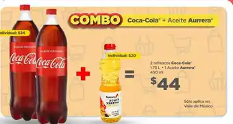 Bodega Aurrerá 2 refrescos coca cola 1.75l + aceite aurrera 450ml oferta