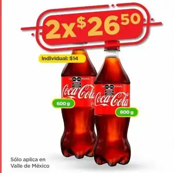 Bodega Aurrerá Refrescos coca cola 600g x2 oferta