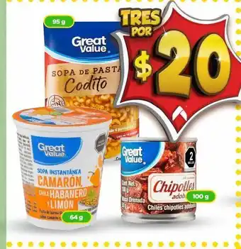 Bodega Aurrerá Sopa instantánea great value x3 oferta
