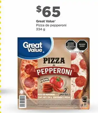 Bodega Aurrerá Pizza de pepperoni 334g great value oferta