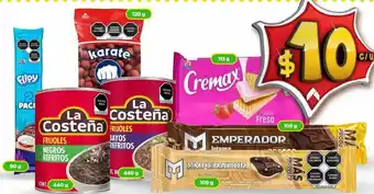 Bodega Aurrerá Frijoles refritos la costeña, cremax, flipy, emperador oferta
