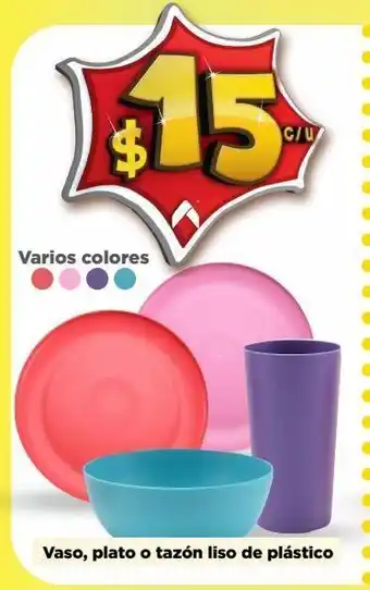 Bodega Aurrerá Vaso, plato o tazón liso de plástico oferta