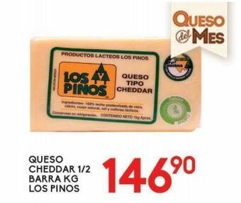 Alsuper Queso cheddar 1/2 barra los pinos 1kg oferta
