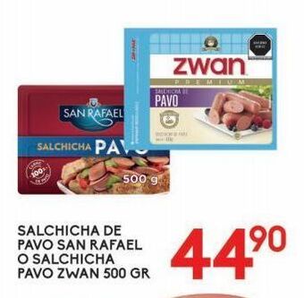 Alsuper Salchicha de pavo san rafael 500gr o salchicha pavo zwan 500g oferta