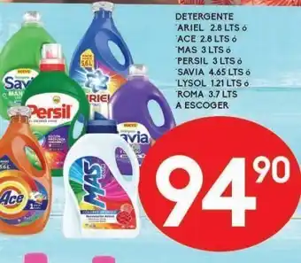 Alsuper Detergente líquido ariel 2,8l o ace 2,8l o mas 3l o savia 4,65l oferta