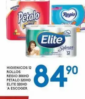Papel higiénico 12rollos regio 300hd o petalo 320hd