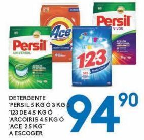 Alsuper Detergente persil 5kg o 3 kg, 123 de 4,5kg o ace 2,5kg oferta