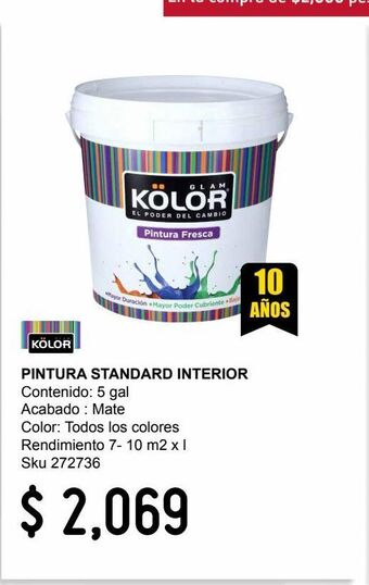 Sodimac Homecenter Pintura standard interior mate b/bca 5 gl oferta