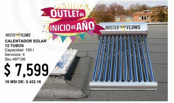 Sodimac Homecenter Calentador solar 12 tubos 150 lts oferta