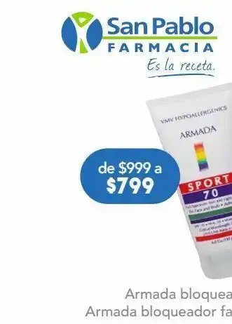 Farmacia San Pablo Armada bloqueador sport 70 185g. oferta