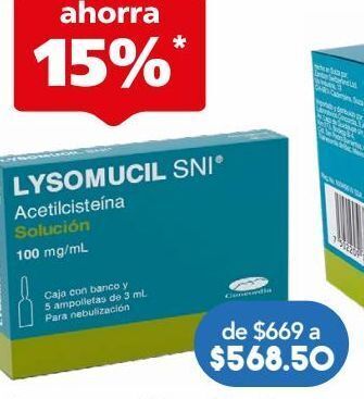 Farmacia San Pablo Lysomucil sni solución 100mg 5 ampolletas oferta