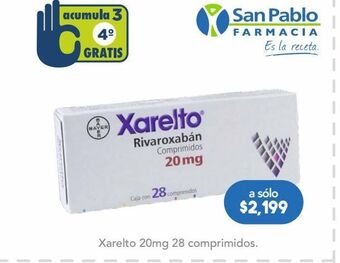 Farmacia San Pablo Xarelto 20mg 28 comprimidos oferta