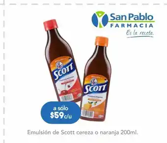 Farmacia San Pablo Emulsión de scott cereza o naranja 200ml. oferta