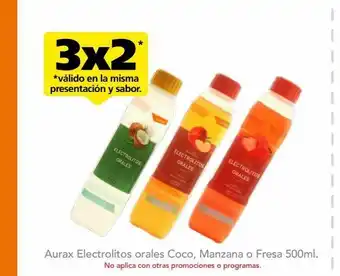 Farmacia San Pablo Aurax electrolitos orales coco, manzana o fresa 500ml oferta