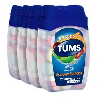 Tums Tabletas Masticables 4 pzas de 48