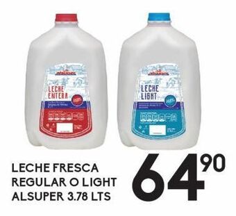 Alsuper Leche fresca alsuper regular o light 3.78lt oferta