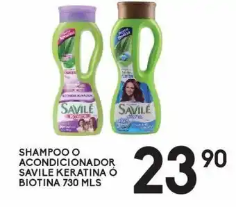 Alsuper Shampoo o acondicionador savilé keratina o biotina 730ml oferta