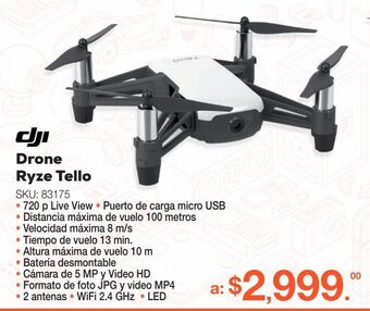 RadioShack Drone ryze tello powered by dji / blanco oferta