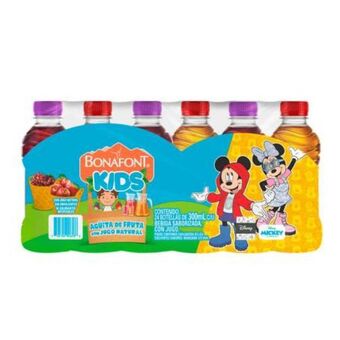 Agua bonafont kids surtidos 24 pzas de 300ml