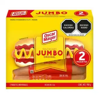 Salchichas jumbo original oscar mayer 2 pzas de 454 g