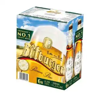 Cerveza clara bitburguer 6 pzas de 330 ml