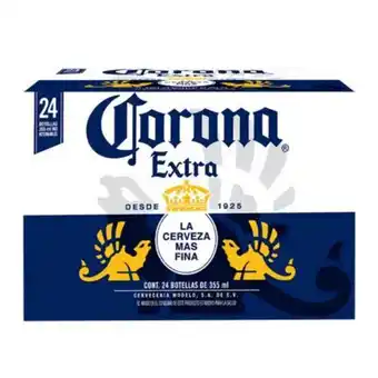 Cerveza clara corona extra caja con 24 botellas de 355 ml