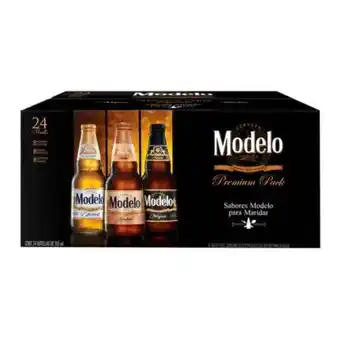 Cerveza modelo paquete premium caja con 24 botellas de 355 ml