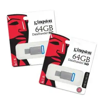Memoria usb kingston 3.2 gen 1 de 64 gb 2 pzas