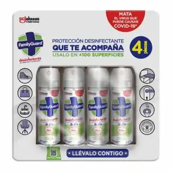 Sam's Club Desinfectante de ambiente y superficies family guard to go 4 pzas oferta