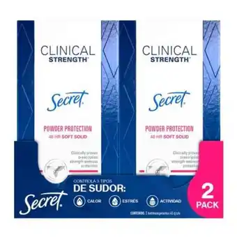 Antitranspirante secret clinical strength 2 pzas de 45 g c/u