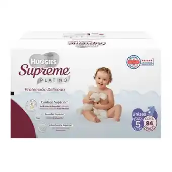 Pañales etapa 5 huggies supreme platino unisex 84 piezas