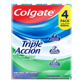 Sam's Club Crema dental anticaries colgate triple acción 4 pzas de 150 ml c/u oferta