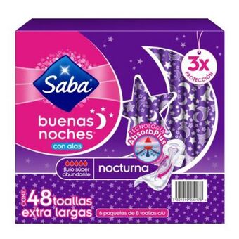 Sam's Club Toallas femeninas saba nocturna extra larga con alas 48 pzas oferta