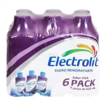 Suero rehidratante electrolit uva 6 pzas de 625 ml c/u