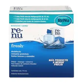 Sam's Club Solución multipropósito renu fresh 2 pzas con 355 ml 1 pza con 60 ml y 2 estuches para lentes de contacto oferta