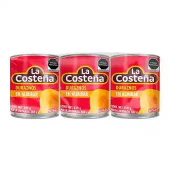 Sam's Club Duraznos en almíbar la costeña en mitades 3 pzas de 820 g c/u oferta
