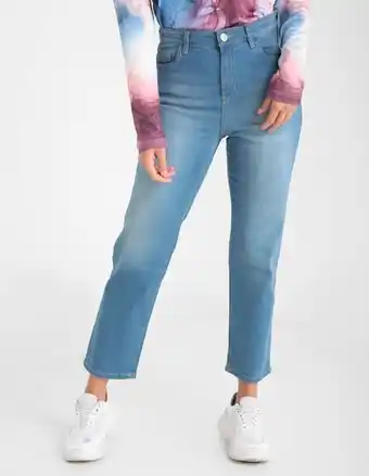 Guess Jeans straight contempo lavado deslavado corte cintura alta para mujer oferta