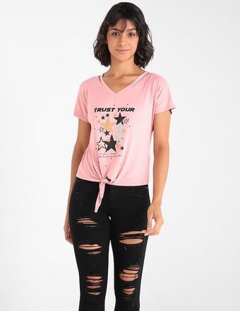Guess Playera non stop cuello redondo estampada para mujer oferta