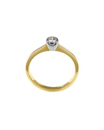 Joyerías Bizzarro Anillo de compromiso solitario de oro amarillo y blanco con diamante de 15 puntos oferta