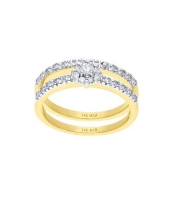 Joyerías Bizzarro Duo de anillos de oro amarillo 14k con 34pts de diamante oferta