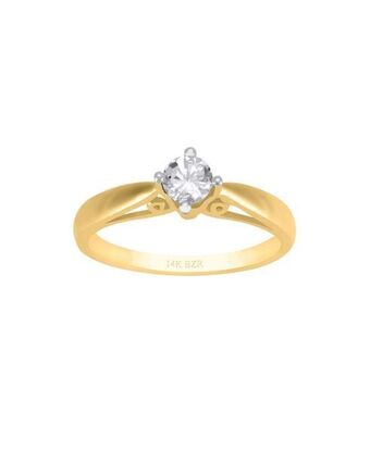 Joyerías Bizzarro Anillo de compromiso solitario de oro amarillo con 33 puntos de diamante oferta
