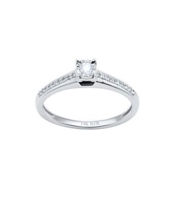 Joyerías Bizzarro Anillo de compromiso de oro blanco 14k con 15 puntos de diamante oferta