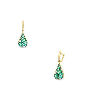 Joyerías Bizzarro Aretes de oro amarillo con 8pts de diamante y esmeralda oferta