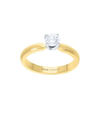 Joyerías Bizzarro Anillo de compromiso solitario de oro amarillo de 14k y montadura platinada con un diamante de 50 puntos oferta